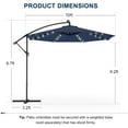 thumbnail image 5 of EROMMY 10ft Solar Lighted Patio Umbrella,Outdoor Offset Cantilever Umbrella, Infinite Tilt, Crank and Cross Base, UV Protection for Backyard, Lawn, Garden & Pool, 5 of 12
