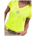 thumbnail image 1 of Uhndy Women's Plus Size Short Sleeve V-Neck Tops,T-Shirt for Women with Short Sleeve Loose Gradient Style Blouse Yellow (Type A) 5XL-LQ, 1 of 2