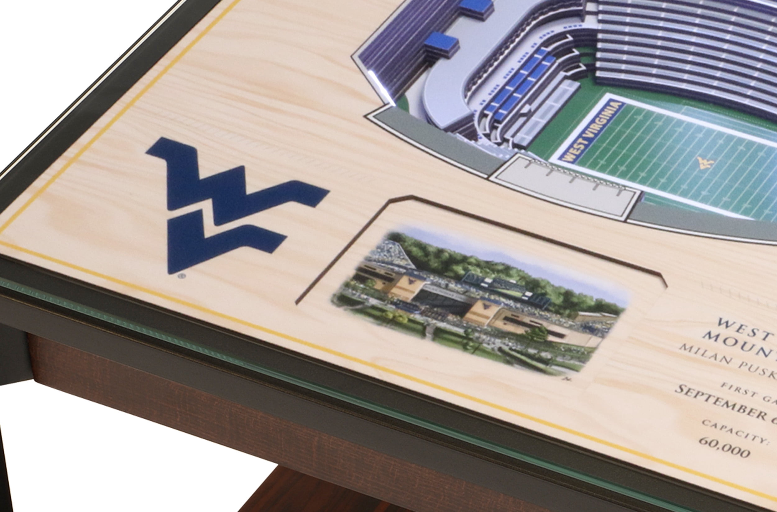 West Virginia Mountaineers 25-Layer StadiumViews Lighted End Table