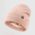 thumbnail image 2 of HNMKIU Hats for Men Women Winter Thermal Knit Hat with Silk and Ear Outdoor Flanged Hat for Couples Pink,One Size, 2 of 8