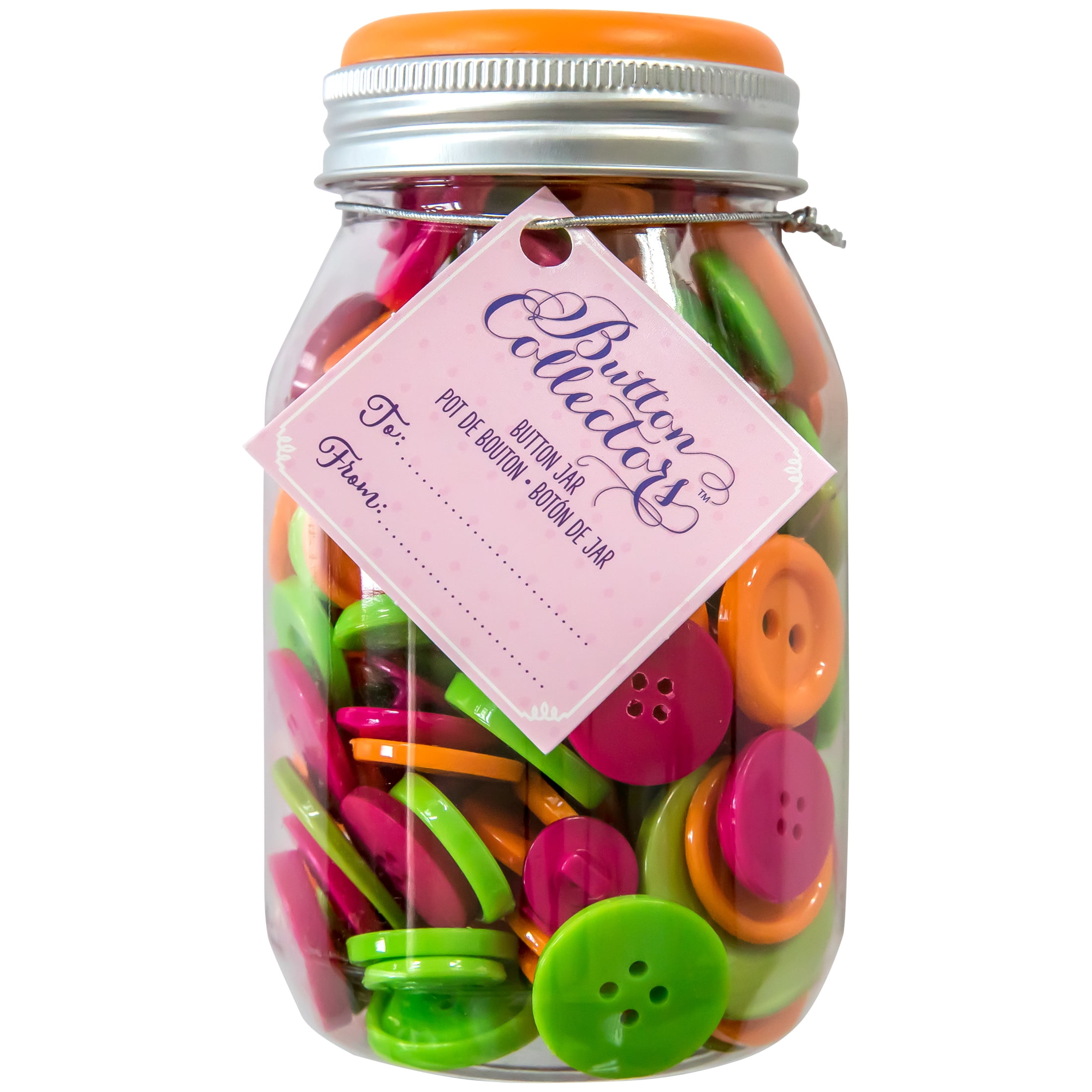 Button Collectors Citrus Mix Multi-Sized Buttons Jar, 8 Ounces
