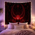 thumbnail image 2 of Ornate Lantern Beneath a Red Crescent Moon and Carved Pumpkins, Eerie Gothic for Halloween Fans, Lantern Moon Art, Halloween Gift, Tapestry Wall Hanging for Bedroom and Den, 2 of 7