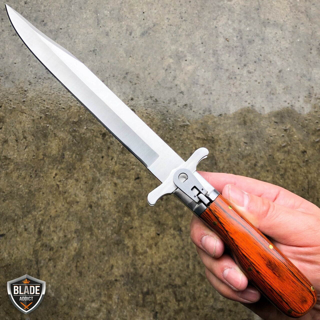 12" Hunting FOLDING Fixed Blade Camping Knife Bowie w/ Leather Sheath