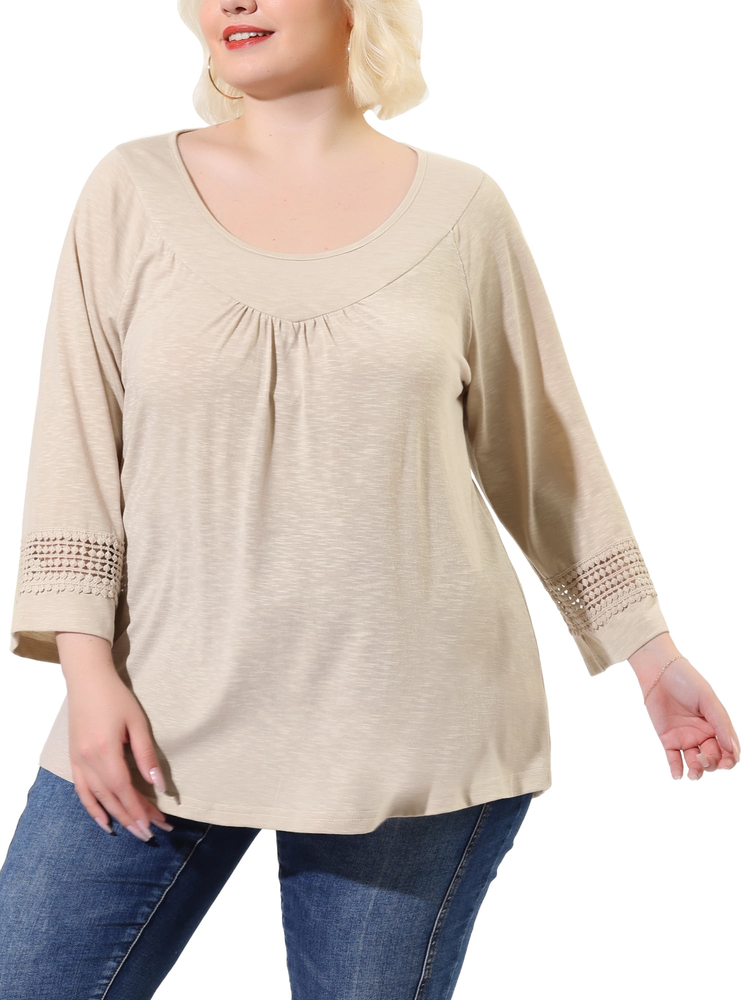 DARING DIVA Women's Plus Size Winter Kimono Long Sleeve Casual Top 2X Apricot