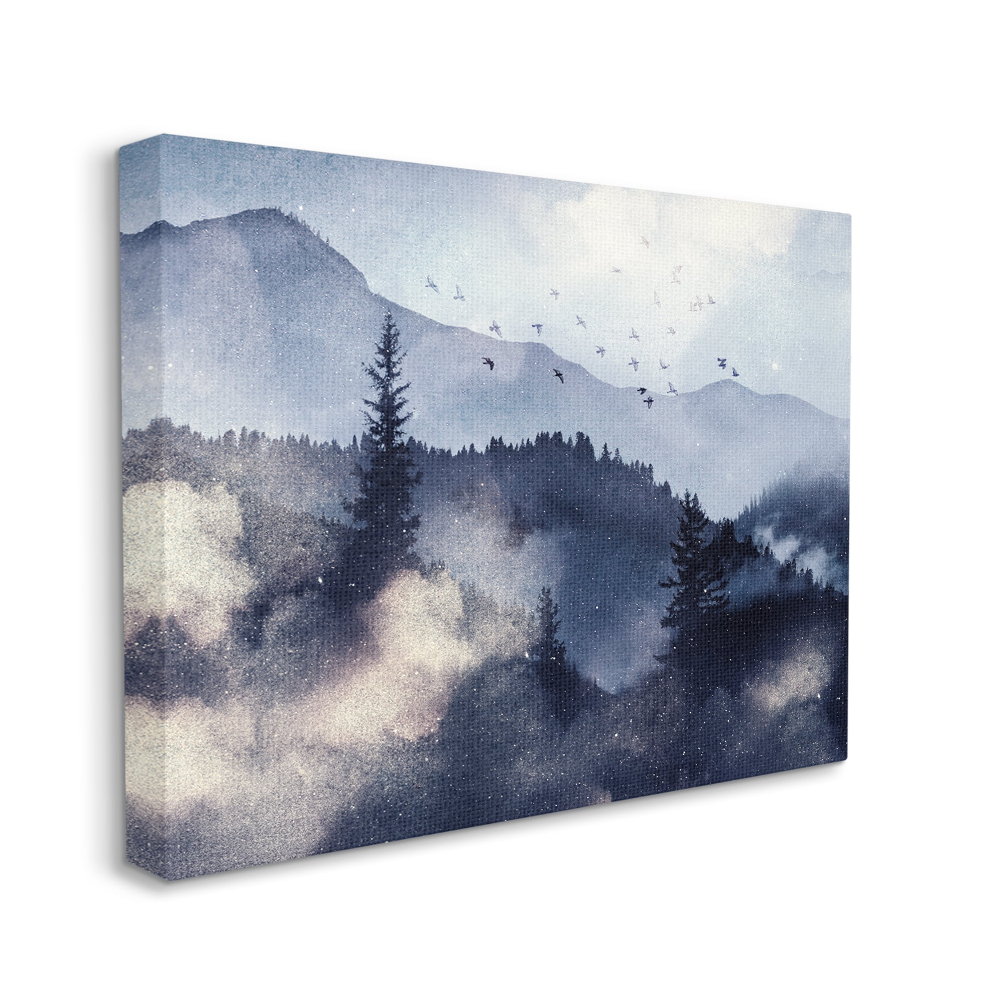 Stupell Industries Mountain Landscape Watercolor Nature Painting Gallery Wrapped Canvas Print Wall Art, 40 x 30