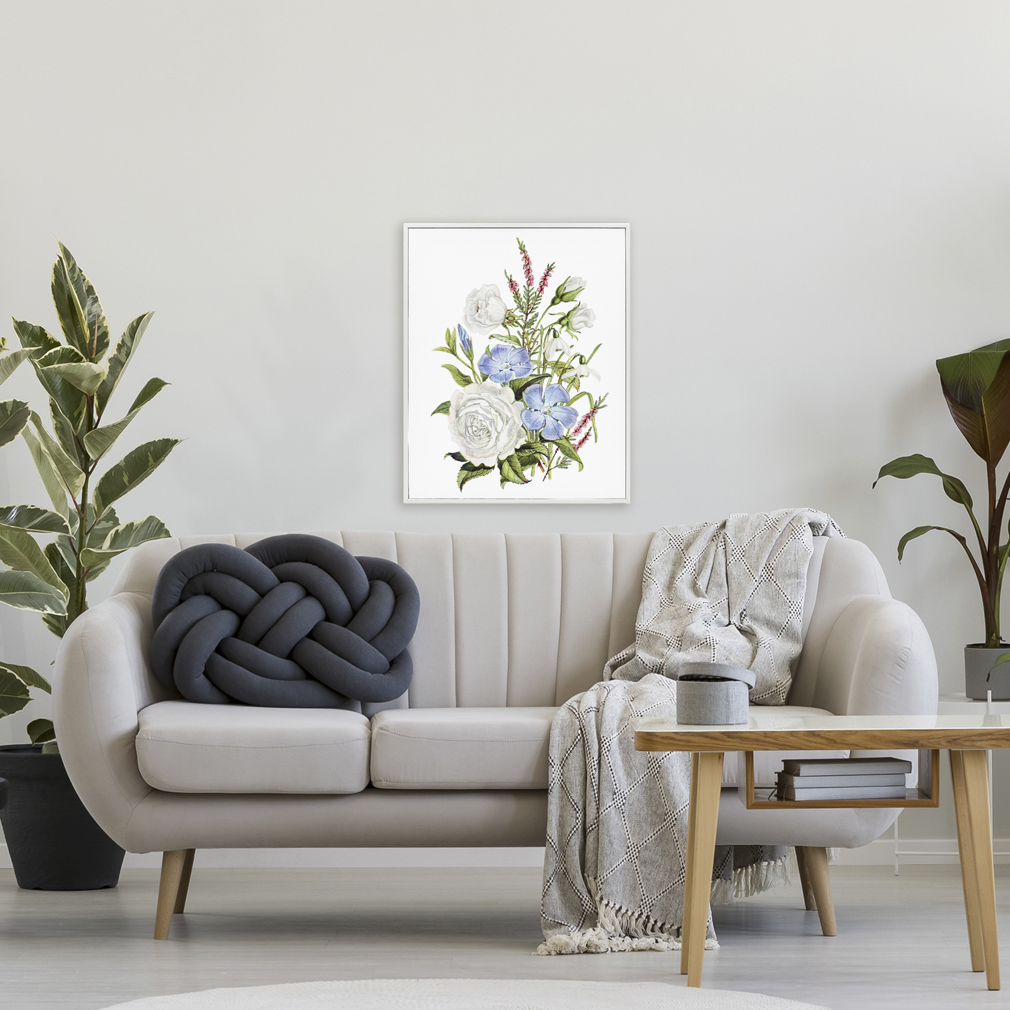 Bountiful Floral Bouquet White Framed Giclee Art, design by Lettered and Lined