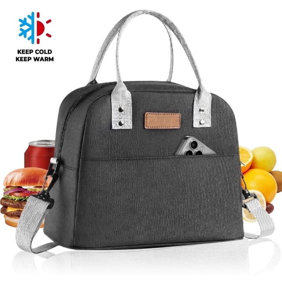 Insulated Lunch Bag for Women at Work Lunch Pals Adult Thermal Tote Bags Keep Hot and Cold Black