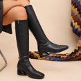 thumbnail image 4 of hopeusnice Square Heel Square Toe Knee High Boot Stretch Fabric On Commute Style Boot Black 38, 4 of 9