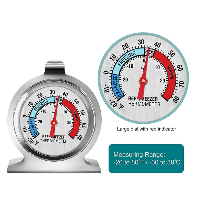 2 Pack Refrigerator Freezer Thermometer Large Dial Thermometer 