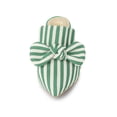 thumbnail image 2 of BLISSFUL STEP Women's Stiletto Heel Mules Pointed Toe Stripe Bow Slip-On Dress Shoes Green 6, 2 of 8