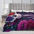thumbnail image 5 of XMXY Fleece Throw Blanket for Couch, Halloween Sugar Skull Lightweight Plush Fuzzy Cozy Soft Bed Blankets and Throws for Sofa, 80"x60" inches, 5 of 8