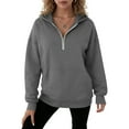 thumbnail image 6 of UngA Half Zipper Pullover Women 2025 Fall Hooded Sweatshirts Long Sleeve Cropped Hoodies Pullover Winter Fashion Clothes Women's Hoodie (Dark Gray,XL), 6 of 7