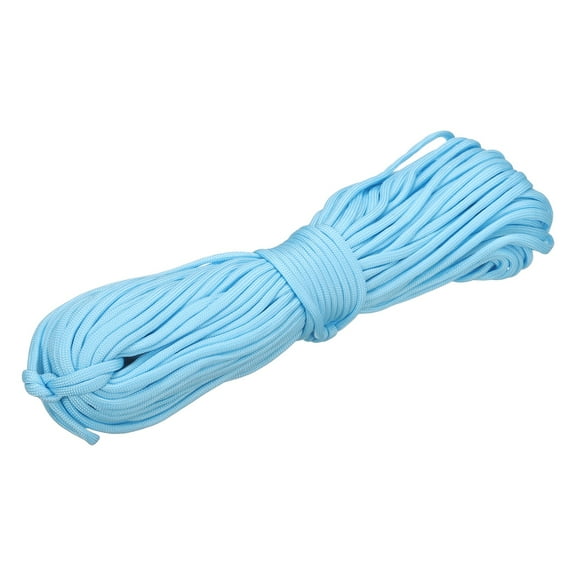 Uxcell 1/8" Paracord Rope, 100ft 7 Strand Heavy Duty Camping Rope Braided Polypropylene Ropes, Lightweight Tie-Downs Utility Cord for Marine, Indoor & Outdoor, Luminous Blue