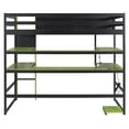 thumbnail image 6 of Twin Size Wood Loft Bed with Desk & RGB Lights, Gaming Loft Bed with Side Storage Rack, Multi-Storage Shelves & USB Ports, Space-Saving Bed for Teens Adults, Green, 6 of 8