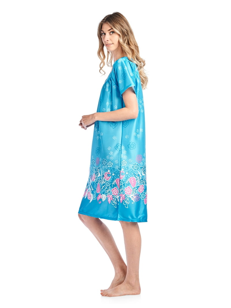 white christmas dresses Pipiwai Blue Hawaiian Rayon Tea Muumuu Dress M / Blue