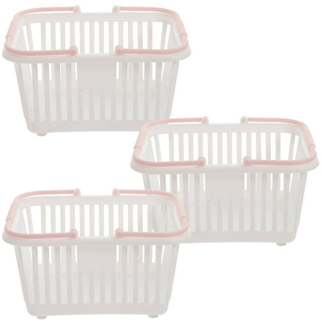 BRIGHTFUFU Cesta pequeña para juguetes, cestas de plástico con asas, cesta compacta para artículos diversos de escritorio, 3 uds.