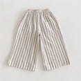 thumbnail image 5 of OSOLU Girls Striped Pants Elastic Waist Straight Leg Casual Daily Trousers Coffee, 5 of 6