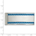 thumbnail image 2 of 21.97mm Stainless Steel Engravable Polished Blue Carbon Fiber Inlay Money Clip Jewelry for Men, 2 of 5