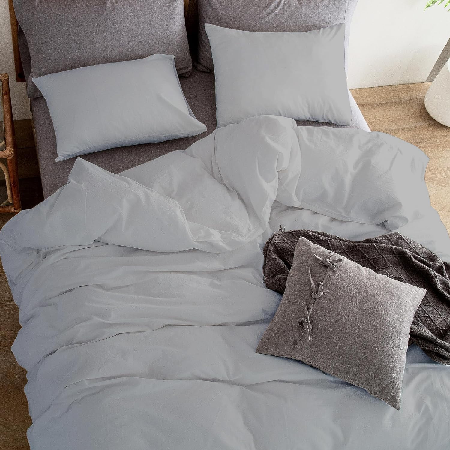 1 Pcs Duvet Cover 100% Egyptian Cotton 1000 Thread Count with Zipper Closure & Corner Ties - Super King Plus Size (120" x 120") Inch, Silver Solid
