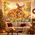 thumbnail image 3 of Fawns and Doe in a Sunlit Spring Meadow, Cozy Illustration for Animal Lovers, Soft Wildlife Wall Art, Mother's Day Gift, Tapestry Wall Hanging for Bedroom and Living Room, 3 of 7
