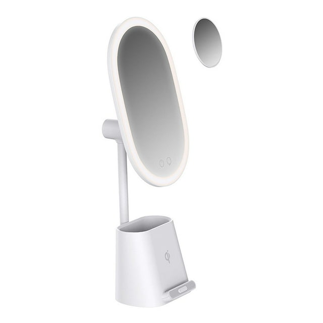 Yinanstore Light up Mirror Mirror Headlight with Magnifier Vanity Mirror with Lights Tabletop Cosmetic Mirror for Countertop Vanity Desk
