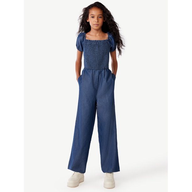 Free Assembly Girls Smocked Jumpsuit, Sizes 4-18 - Walmart.com