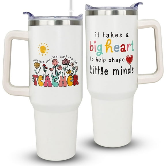 Teacher Tumbler 40oz With Handle & Straw Lid - Teacher Gifts for Women - Teachers'' Day Gifts, Teacher Appreciation Gifts - Gifts for Teachers New Teacher Gifts - Teacher Practitioner Gifts for Women