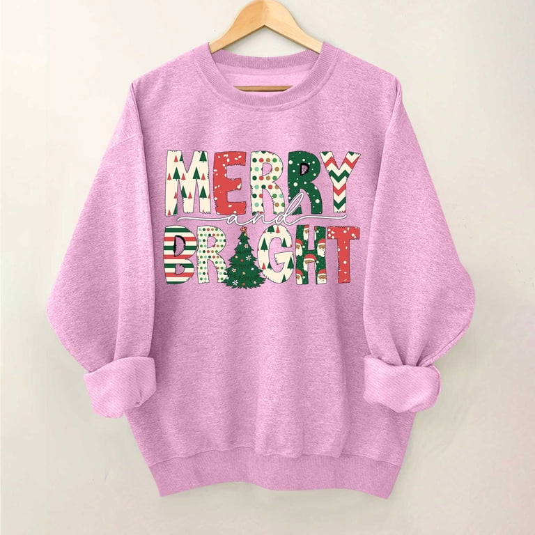 Merry Christmas Tshirt MAIHUN Christmas Shirts Womens Merry And Bright Shirt Xmas Cute Christmas Tree Graphic Top