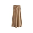 thumbnail image 4 of Women's Flowing Satin Midi Skirt, High Waist With Elastic Waistband, Female Skirts, Chic Fashion, 4 of 10