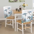thumbnail image 5 of Nautical Blue Chair Covers Set of 4 Sea Turtles Colorful Coral Fish Ocean Beach Chair Back Covers Stretch Removable Washable Slipcovers Protector for Dining Room Kitchen Party Decor, 5 of 9