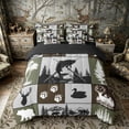 thumbnail image 3 of Meiyoeat Wildlife Mallard Duck Big Bass Fish Deer Bear King Bedding 7pcs, Rustic Fishing and Hunting King Bed in a Bag, Brown Green Black,Black Reversible, 3 of 6