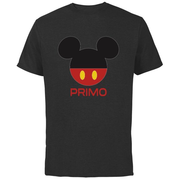Disney Mickey Mouse Red Shorts Icon Primo Familia Spanish- Short Sleeve Cotton T-Shirt for Adults - Customized-Black