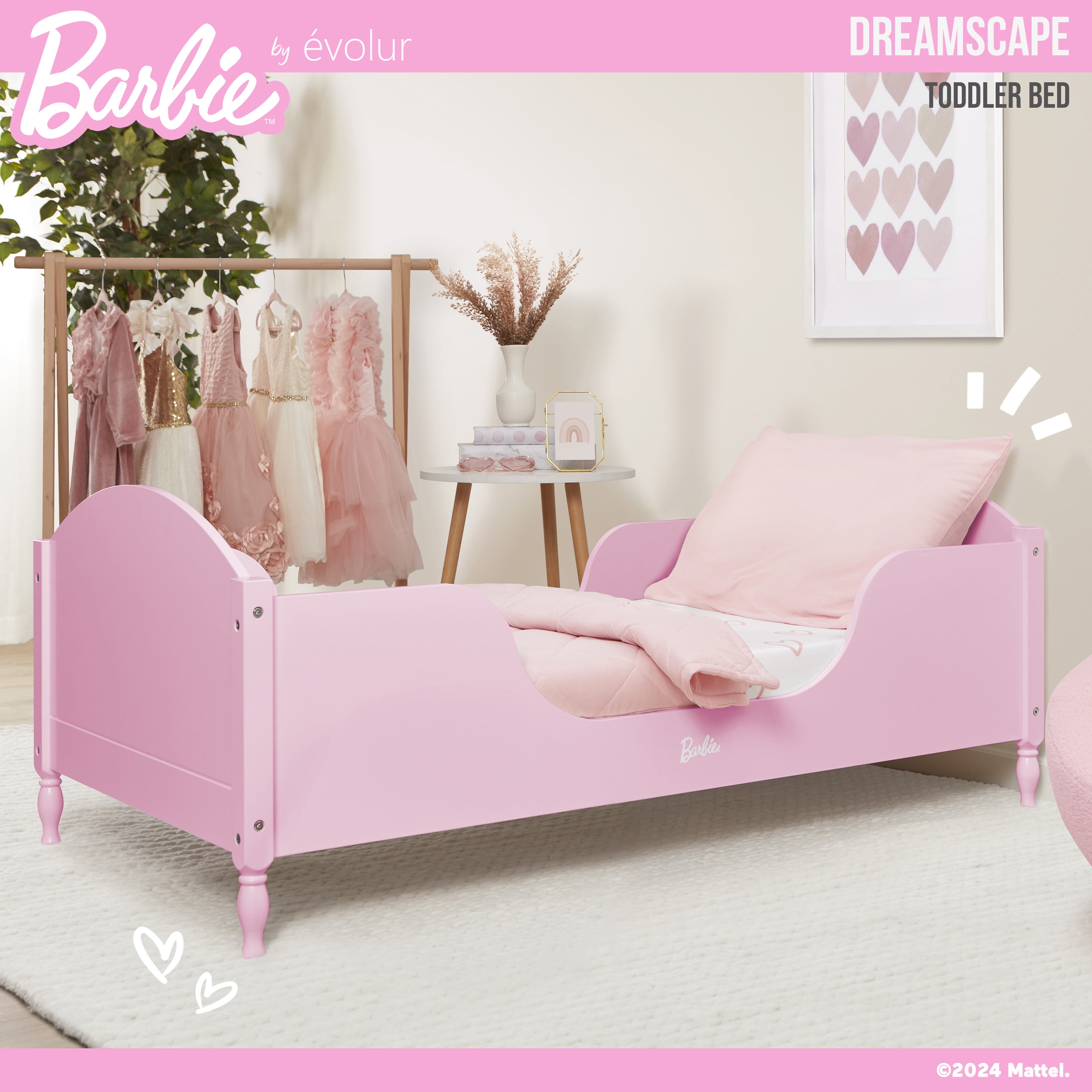Evolur Barbie Dreamscape Toddler Bed in Pink