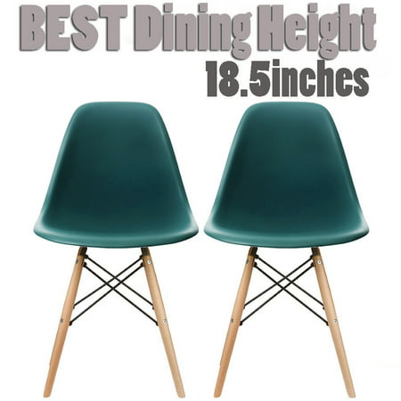 2xhome Set of 2 Teal Mid Century Modern Contemporary Vintage Molded Shell Designer Side Plastic Eiffel Chairs Wood Legs for Dining Room Living Office Conference DSW Desk Kitchen (Best Virtual Room Designer)