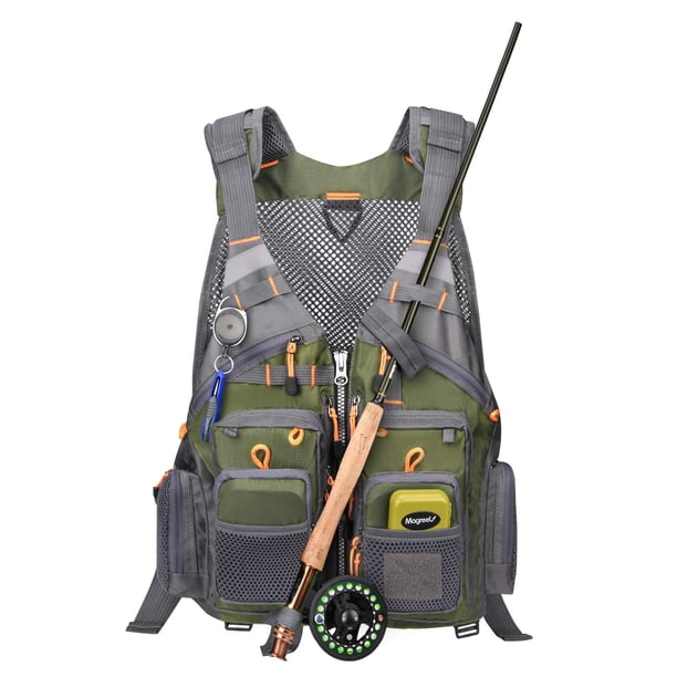 Chaleco de pesca Gonex Fly para hombre y mujer con múltiples bolsillos