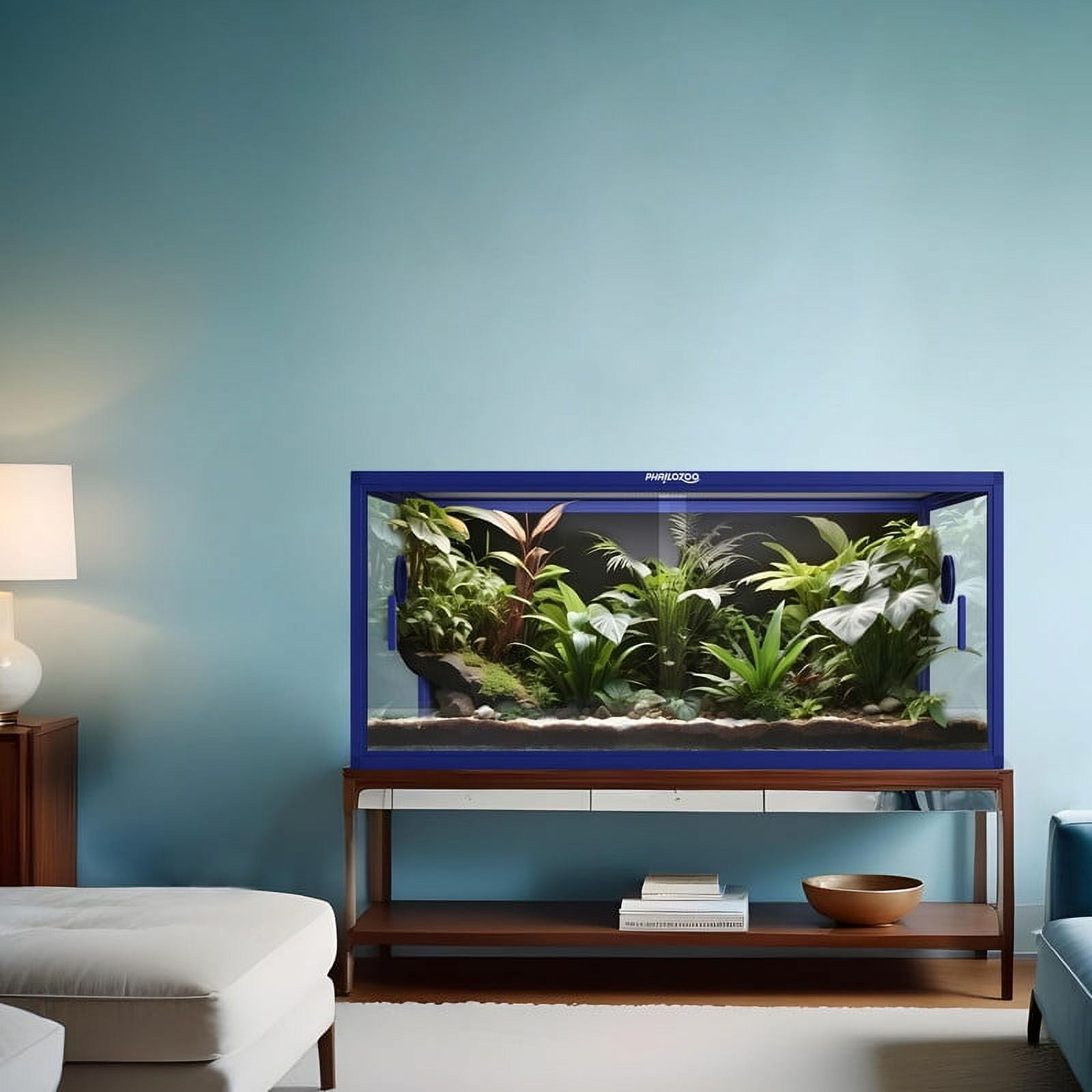 Phailozoo 85 Gallon Reptile Tank, Front Opening Reptile Enclosure, 48''x24''x18'', Dart Blue