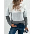 thumbnail image 4 of Womens Long Sleeve Sweater Crew Neck Casual Loose Knit Multicolor Top Gray L, 4 of 6