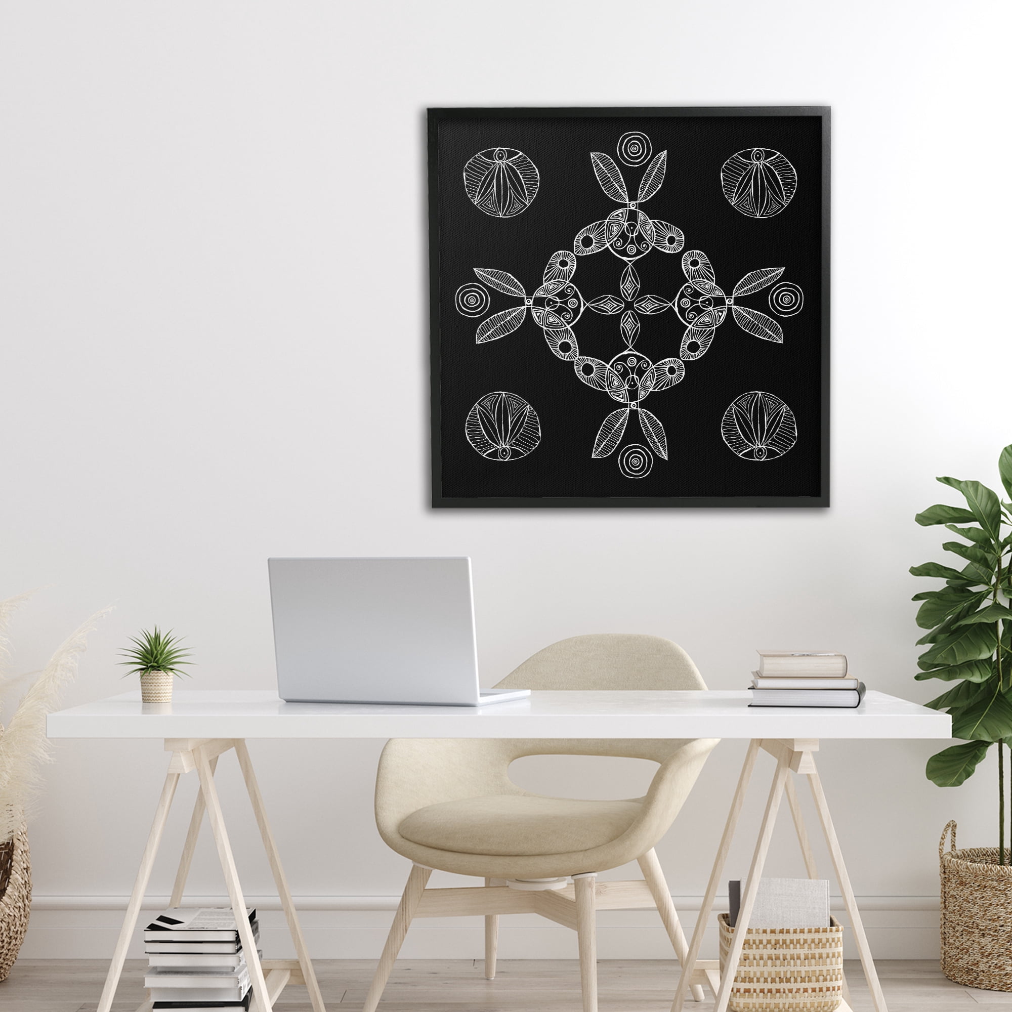 Stupell Industries Circular Symmetry Elementals Black Framed Giclee Art, design by El Perkin
