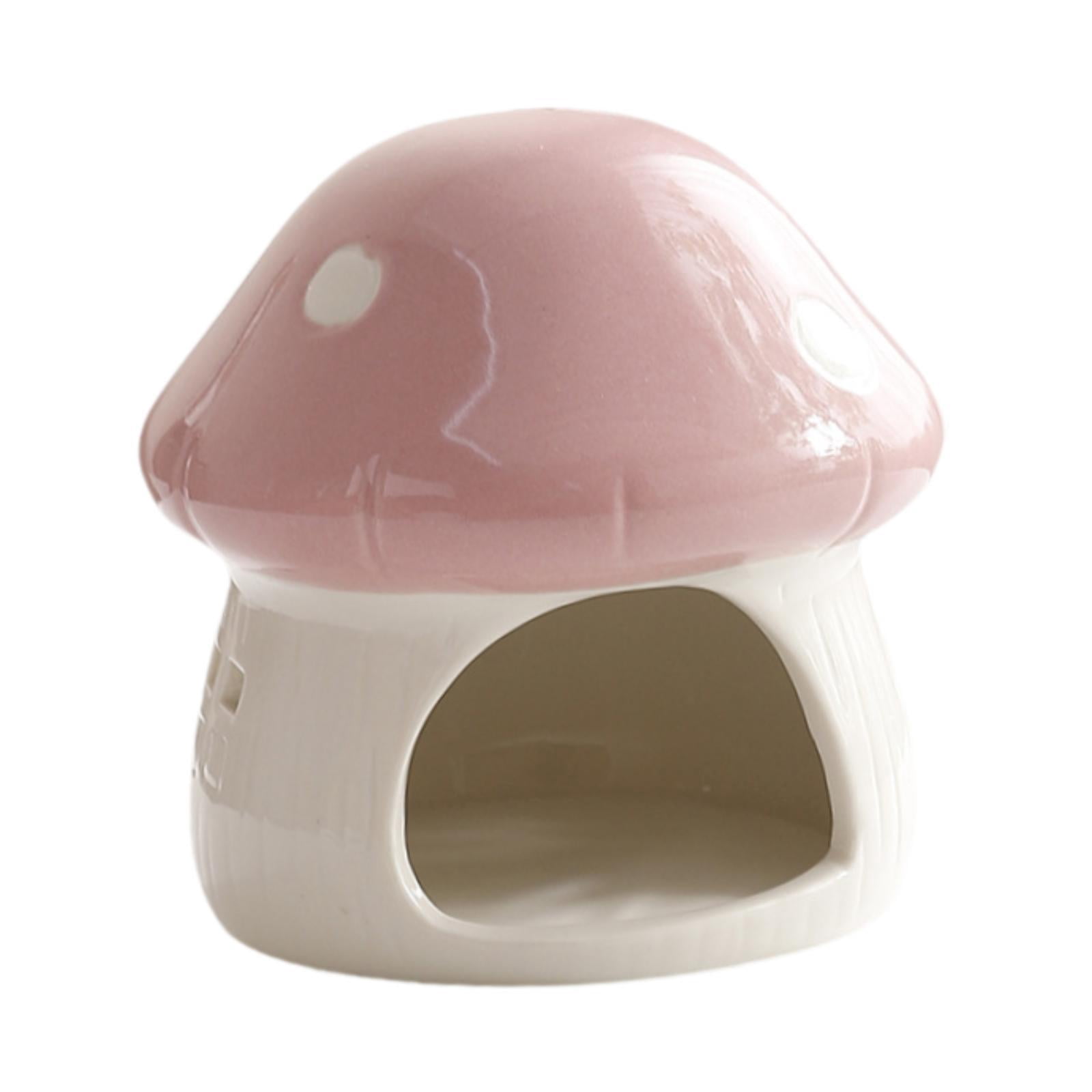 Hamster House Mushroom Shaped Ceramic Hideout Decorative Pink Small Animal Cage Indoor Use