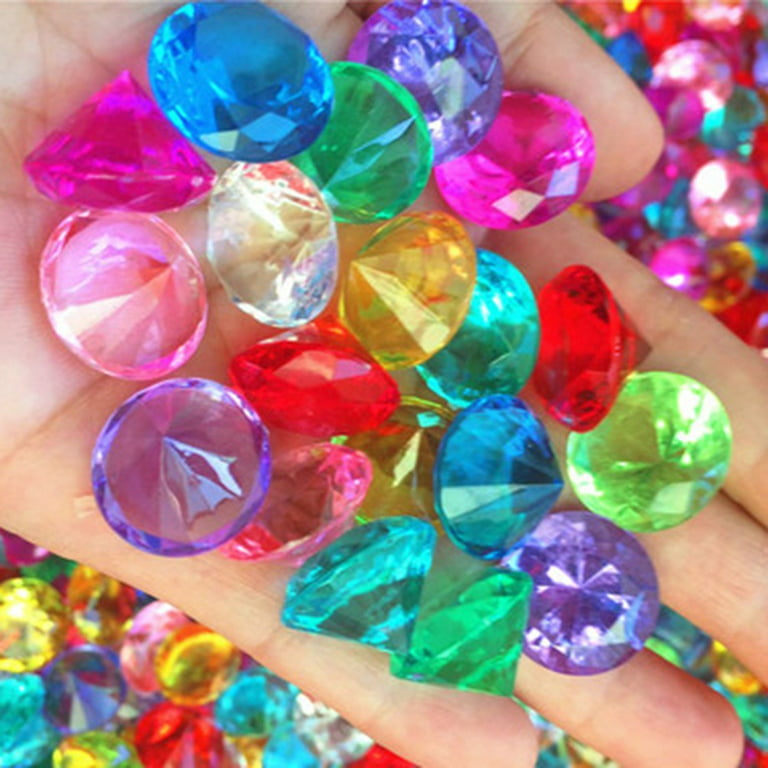 Frcolor Toys Treasure Crystal Gemstone Fake Jewels Gems Pirate Craftstoy Box Gemstones Acrylic Kids Bling Ornament Diamonds, Kids Unisex, Size: 2.56 x