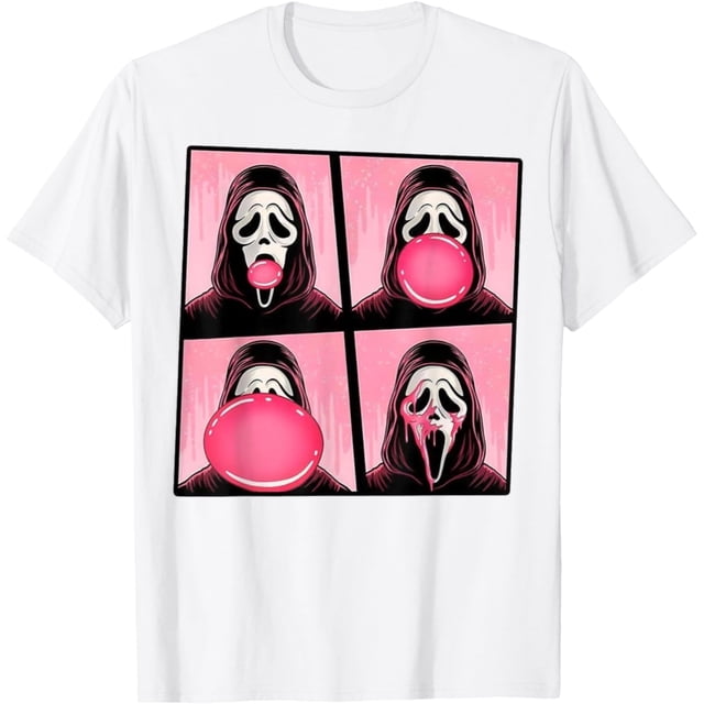 Scary Face Bubble Gum in October We Wear Pink Ghost Meme Camiseta