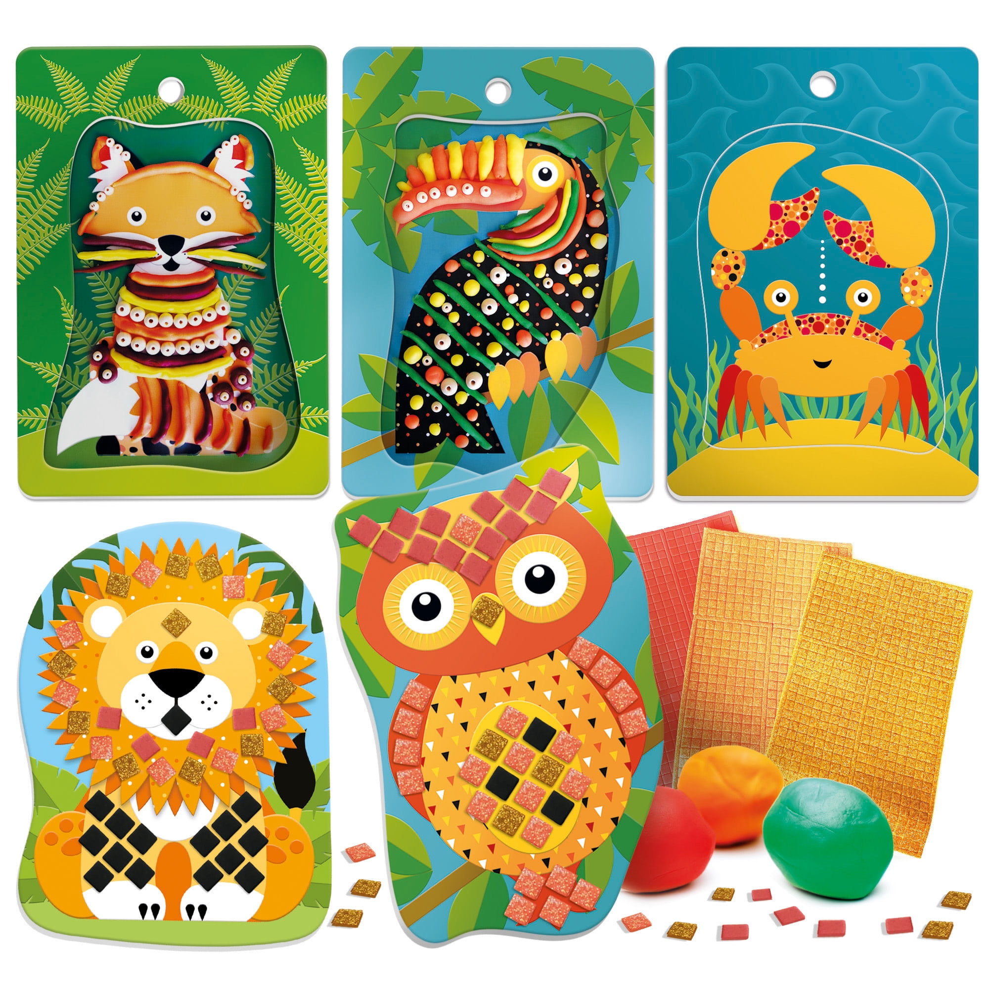Headu: My First Art Decorations - Build Animal Hang Photos & Magnets, Mold Clay, String Beads, Tactile Crafts, Creative Dexterity Techniques, Kids 4+