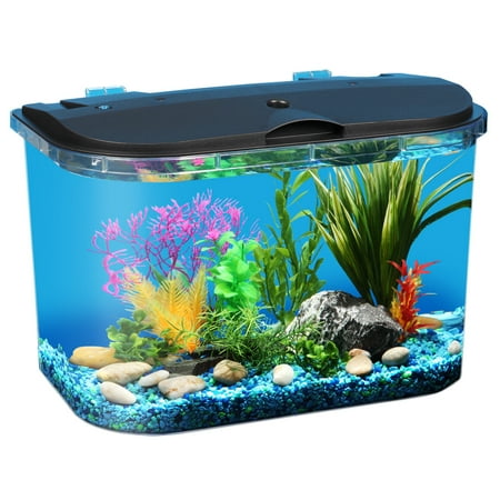 Hawkeye 5-Gallon Aquarium Starter Kit with Power Filter and LED Lighting, Impact-Resistant Plastic Design