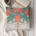 thumbnail image 3 of YINGXI Throw Pillow Cushion Cover, Soft Colored South Culture Inspired Floral Image, Decorative Square Accent Pillow Case,Turquoise Coral Teal 12x12in, 3 of 5