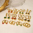 thumbnail image 4 of Nvzi Pendientes con circonitas, pendientes de acero inoxidable bañados en oro, colgante ovalado, pendientes de acero titanio, pendientes (blancos), 4 of 4