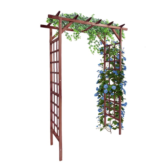 85 in Wooden Garden Arbor,Solid Fir Wood Trellis for Plant Climbing,Wedding Ceremony Decoration Pergola for Garden Backyard,Lawn,Dark Brown