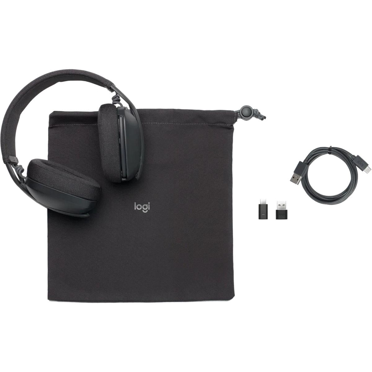 Logitech Zone Vibe Wireless Closed-Back Over-Ear Stereo Headset with Native Bluetooth for Business, Microsoft Teams Certified, Graphite