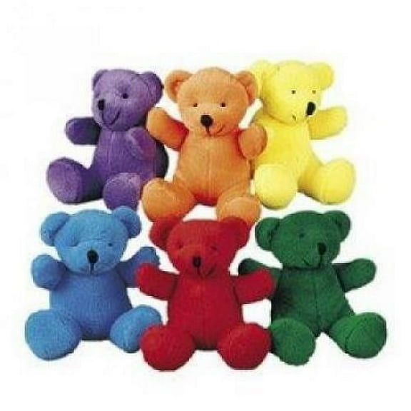 Primary Plush Bears - Party Favors - 12 Pieces