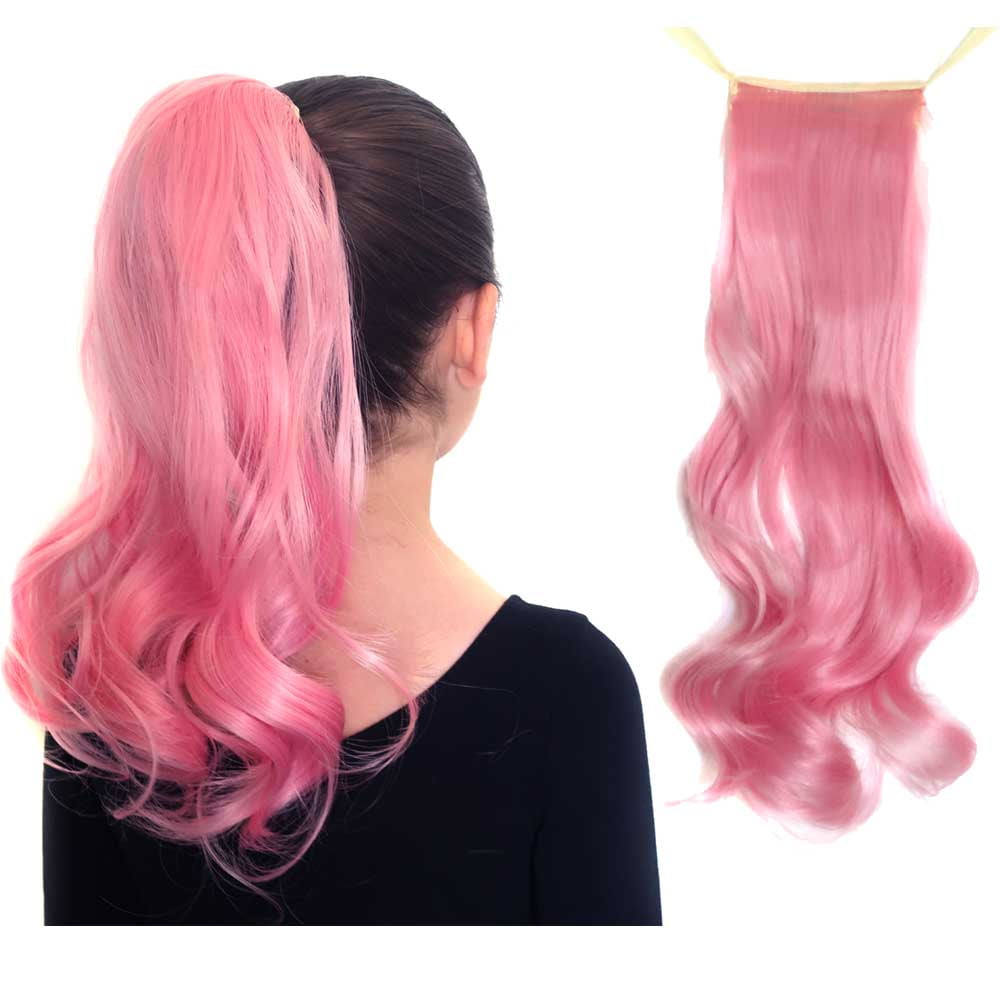 Cotton Candy Pink Curly Ponytail Hair 