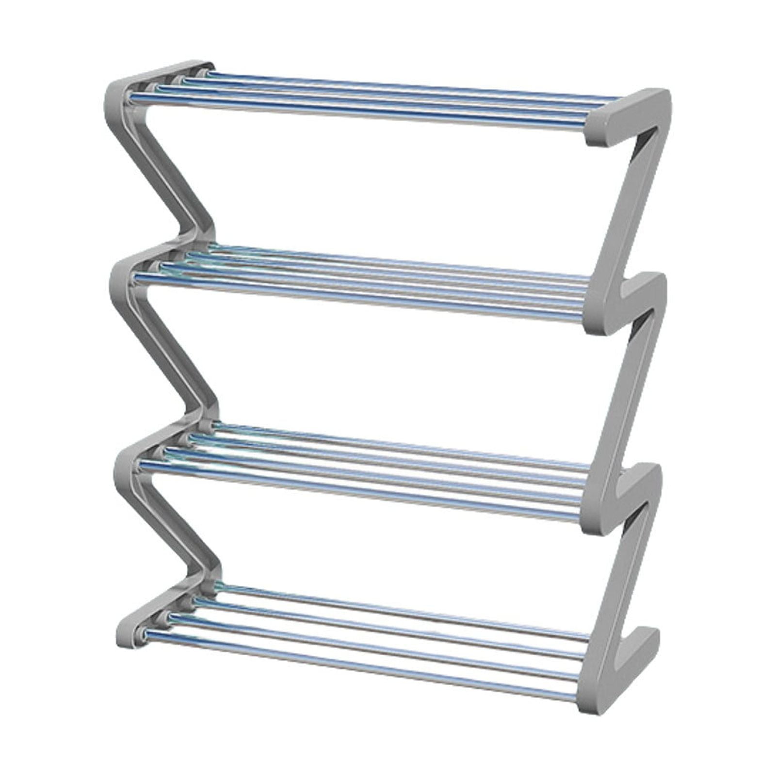 AUHomi 4-Tier Shoe Rack Organizer, Shoe Storage Rack for Entrance, Z Shaped Shoe Organizer, Free Standing Lightweight Shoe Shelf for Home, Room, Front Door, Space-Saving, Gray